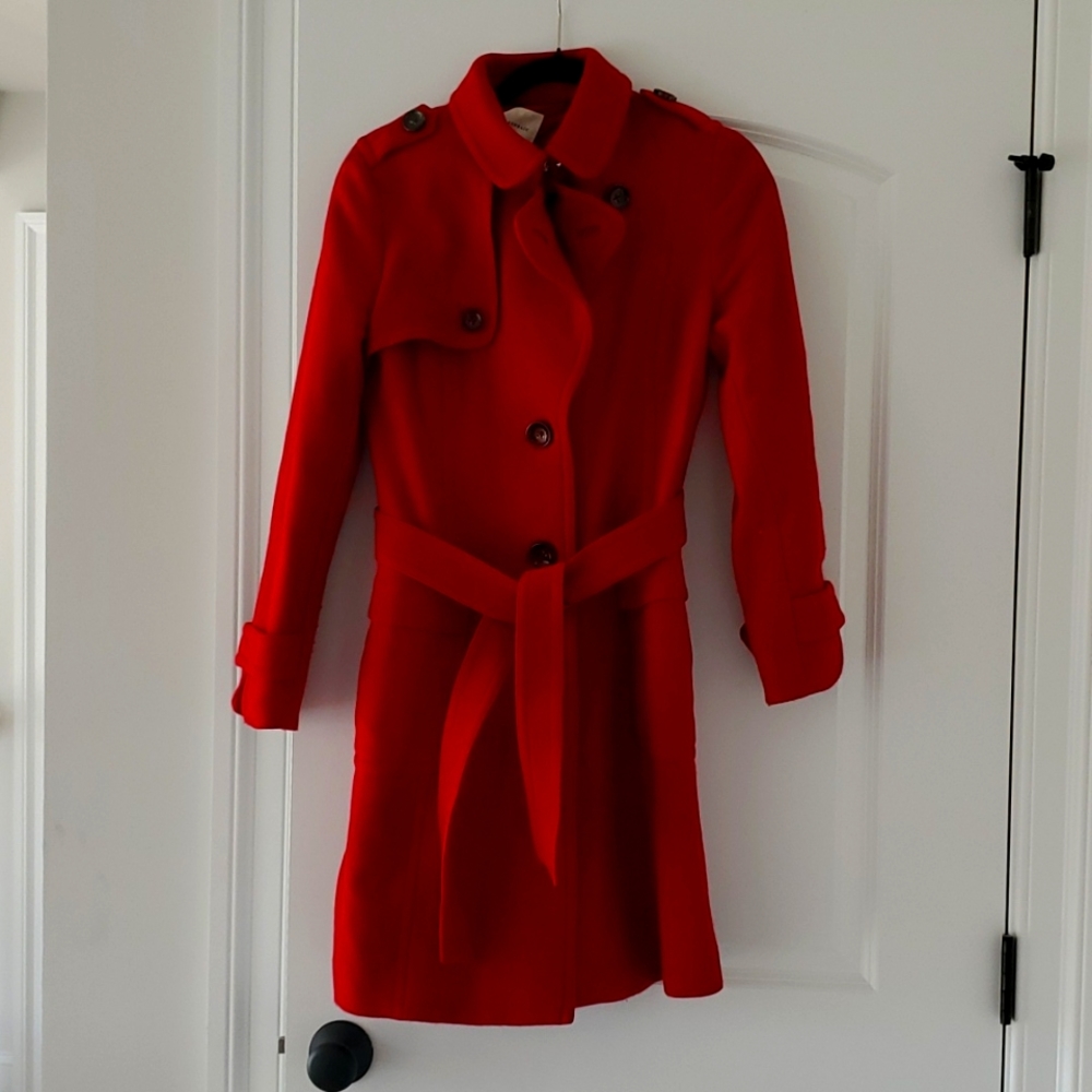 Banana Republic Red Wool Blend Trench Coat